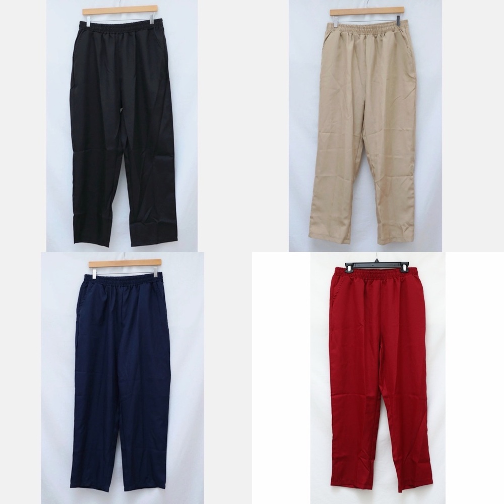 SET of 4 pants stretch waist straight leg plus size casual black navy blue beige